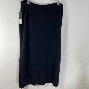 2X Extra-Fine Ribbed Merino Wool Long Skirt Black